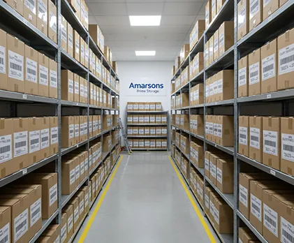 Organized document storage space with easy-to-access barcoded files and records