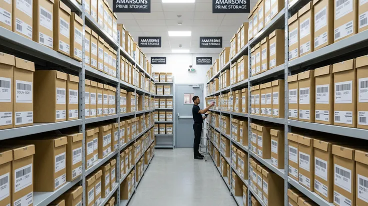 Secure, organized document storage unit with barcoded files and easy retrieval