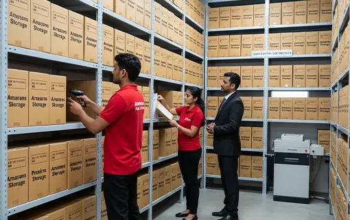 Document storage with barcoded boxes, secure archiving, retrieval SLAs, and confidential shredding