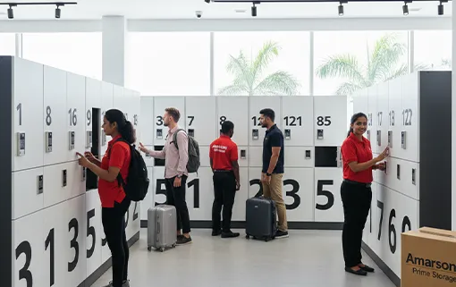 Convenient luggage storage lockers for bags and suitcases near city and transit points