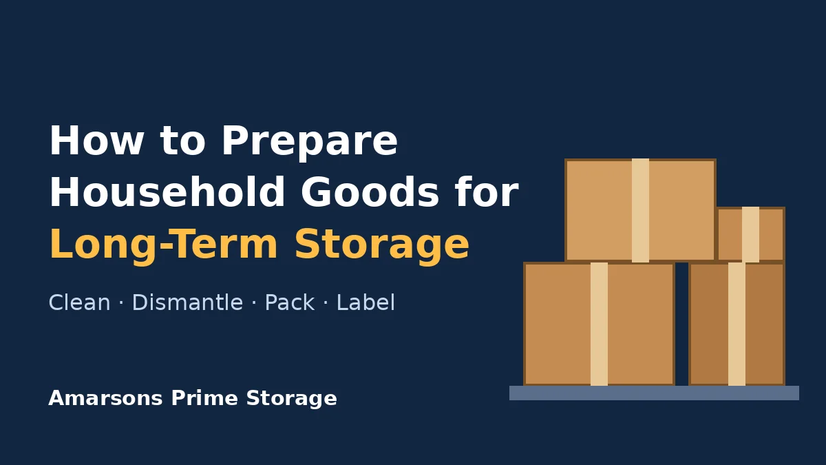 Packed cartons ready for long-term household storage